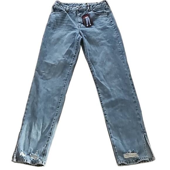 NWT No Boundaries Juniors Size 9 Super High Rise Straight Leg Split Hem Jeans - Picture 2 of 9